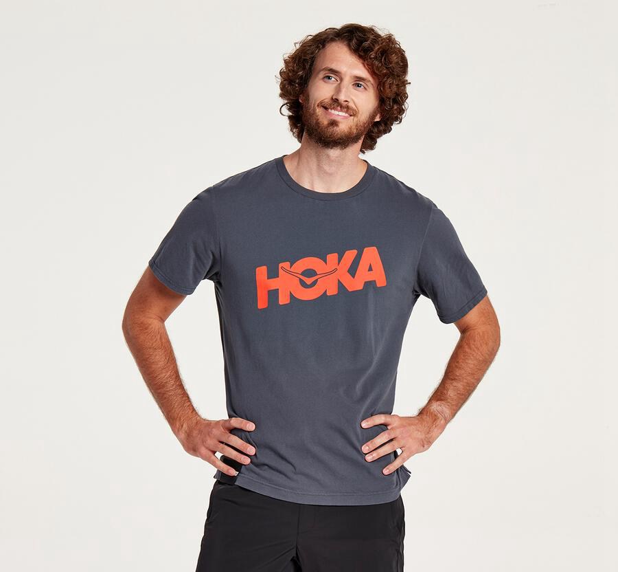 Hoka One One Brand - Men Tee - Blue,Australia HJK-502193